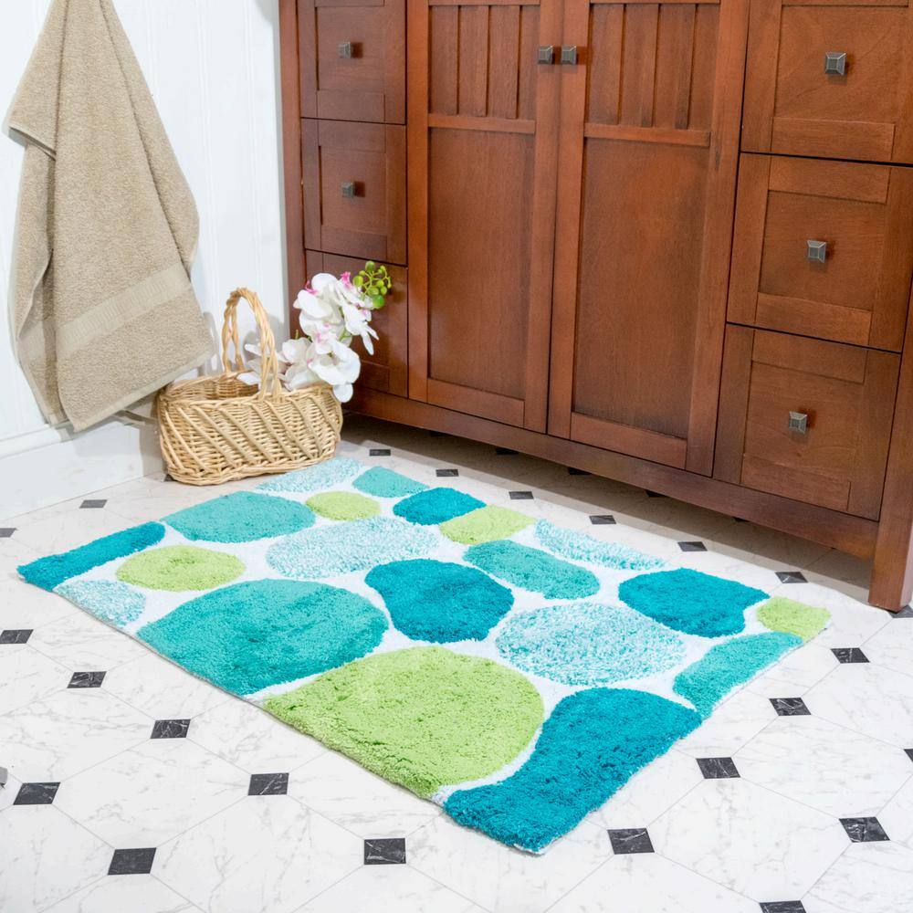 Chesapeake Merchandising Pebbles Brights Pool Blue 2 ft. x 3 ft. Indoor Bath Rug