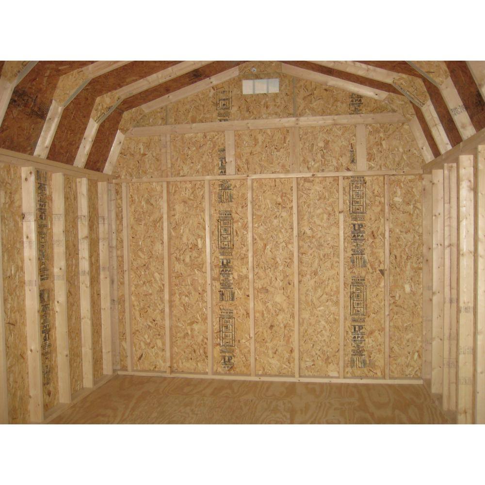 LITTLE COTTAGE CO. Classic Gambrel 12 ft. x 14 ft. Wood Storage Building Precut Kit with 6 ft. Sidewalls with Floor