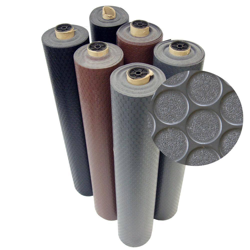 Rubber-Cal Coin Grip 4 ft. x 13 ft. Black Commercial Grade PVC Flooring