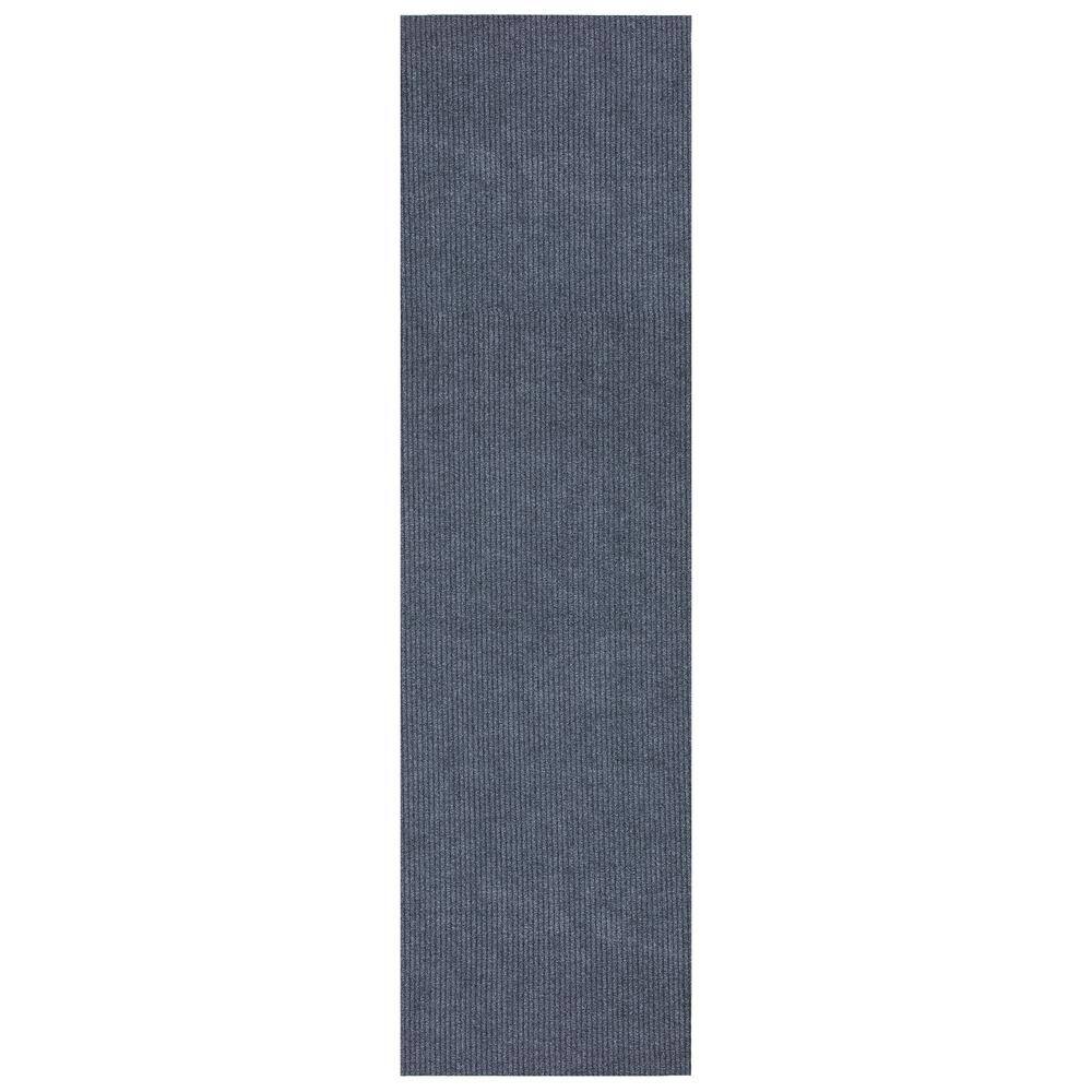 Sweet Home Stores Ribbed Waterproof Non-Slip Rubber Back Solid Runner Rug 2 ft. W x 2 2 ft. L Gray Polyester Garage Flooring