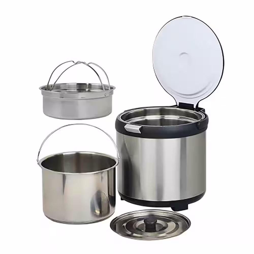 Tayama 7 qt. Stainless Steel Energy-Saving Thermal Cooker Stock Pot in Black