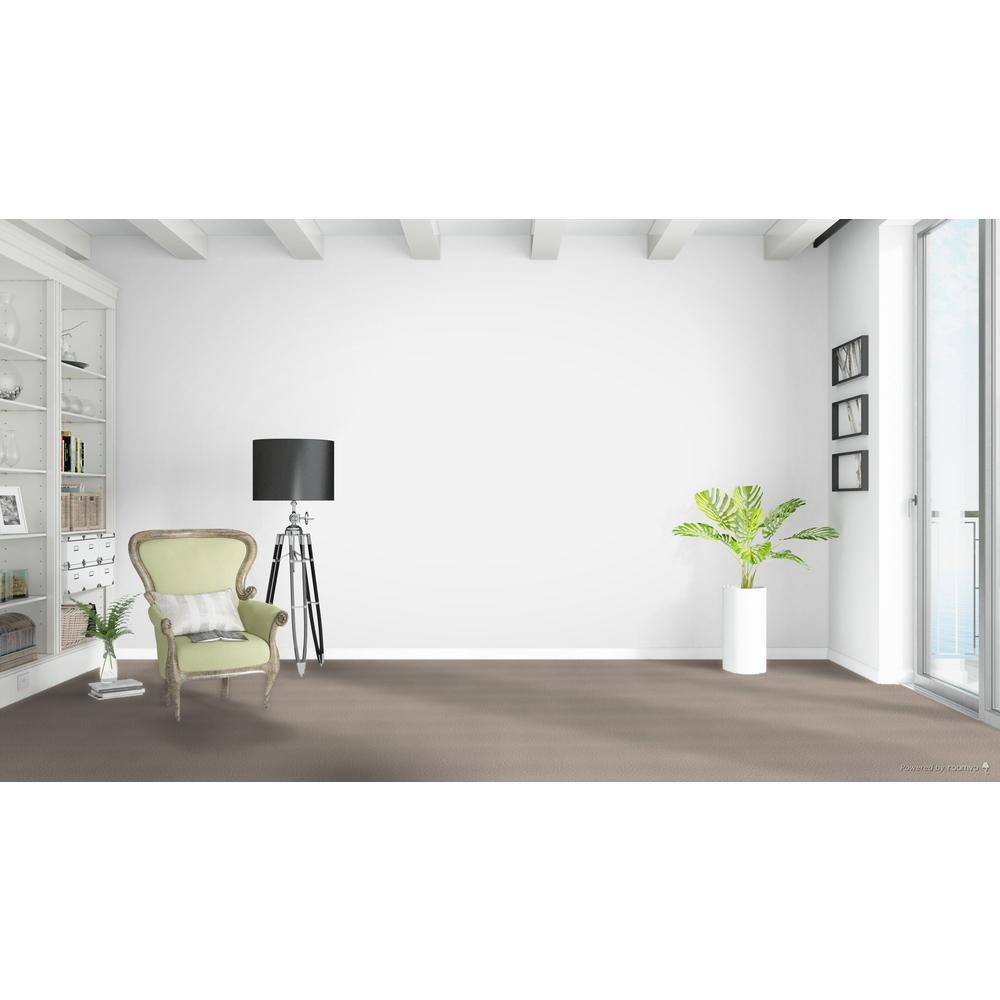 Home Decorators Collection Delicate Flower  - Pure - Gray 40 oz. SD Polyester Texture Installed Carpet