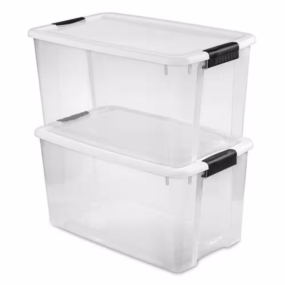 Sterilite 70 qt. XL Plastic Stacking Storage Container Boxes in Clear, 16 Pack