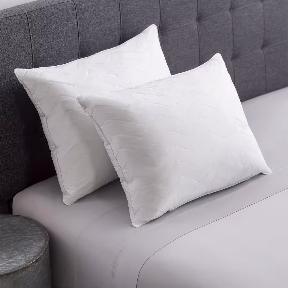 Allied Home Resort Life 230 Thread Count Cotton Herringbone Quilted Pillow 2 Pack