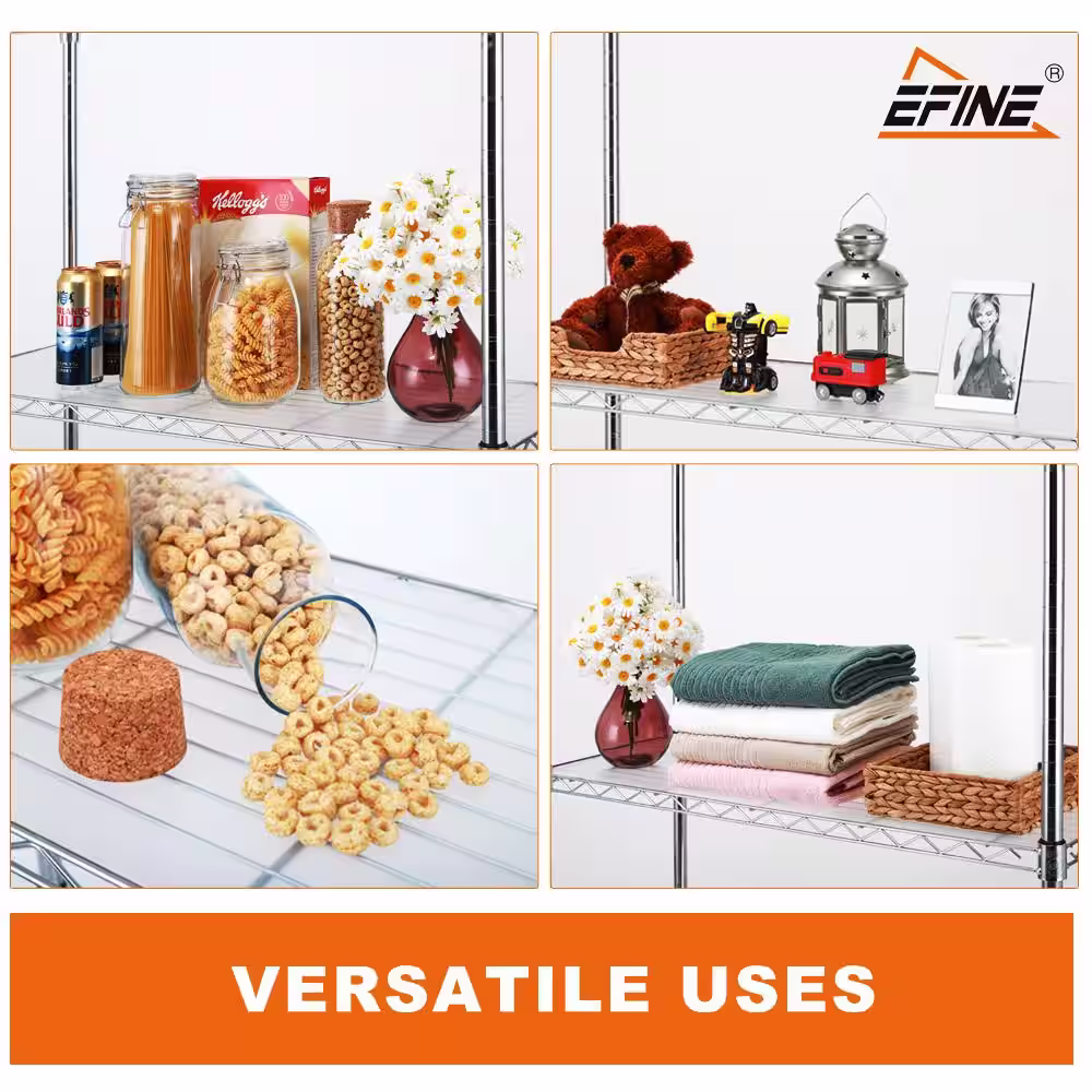 EFINE Chrome 3-Tier Carbon Steel Wire Garage Storage Shelving Unit, NSF Certified (2-Pack) (36 in. W x 36 in. H x 16 in. D)