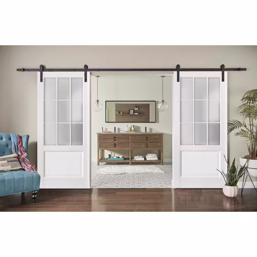 Sartodoors 3309 24 in. x 80 in. Solid Core 3/4-Lite Frosted Glass White Finished Wood Interior Door Slab