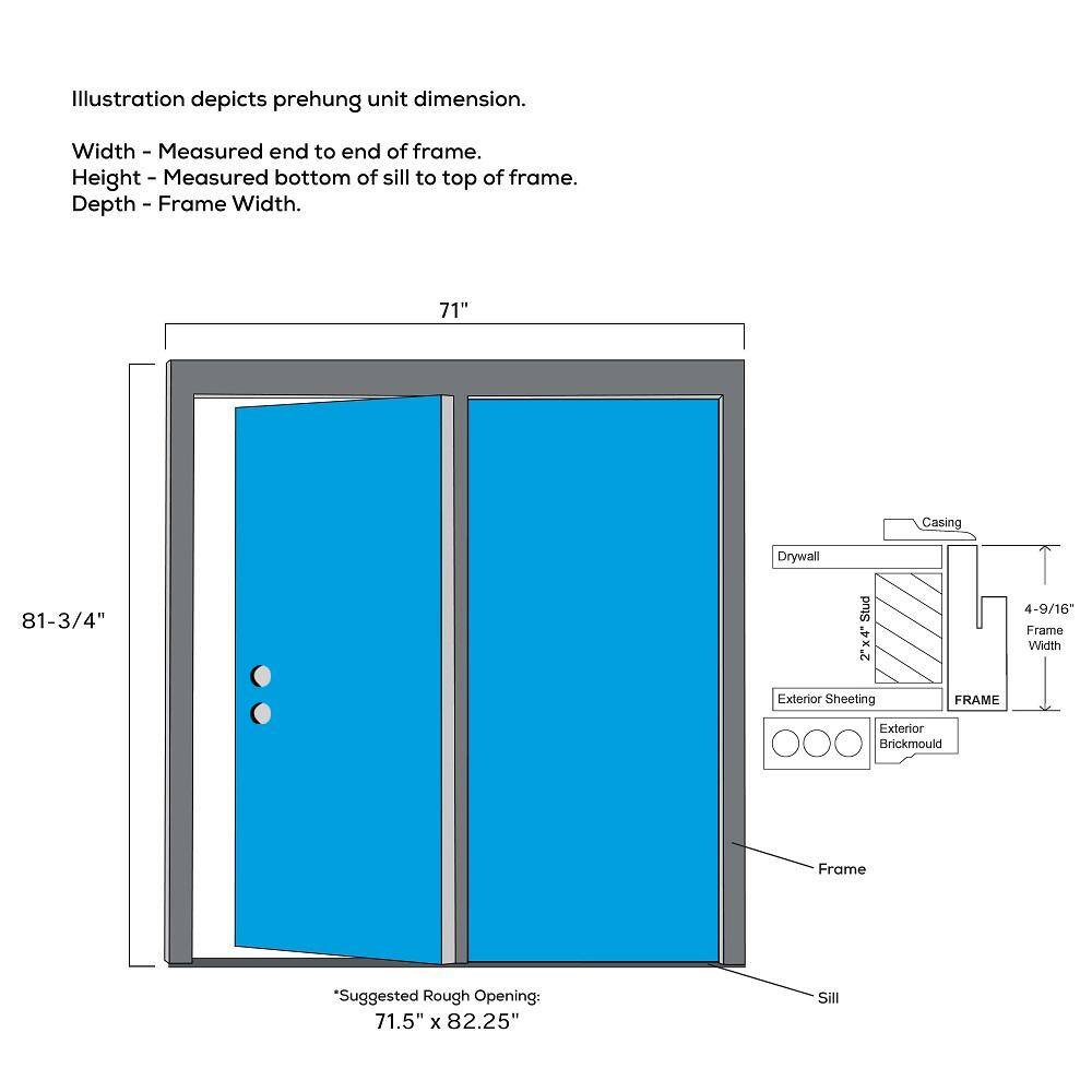MMI Door 68 in. x 80 in. Clear Low-E Glass Primed Steel Prehung Right-Hand Inswing Full Lite Stationary Patio Door