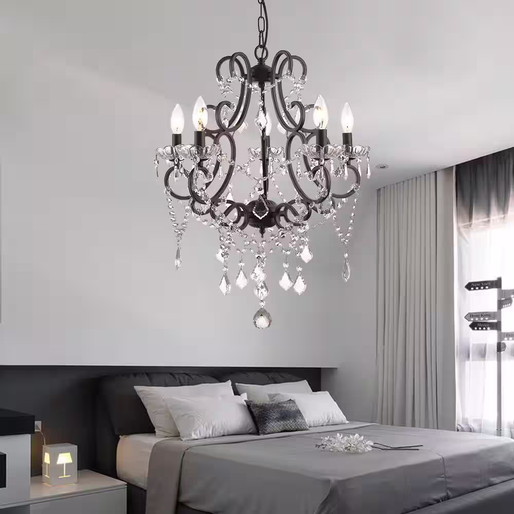 Maxax Atlanta 5 -Light Candle Style Classic/Traditional Chandelier with Crysta Accents