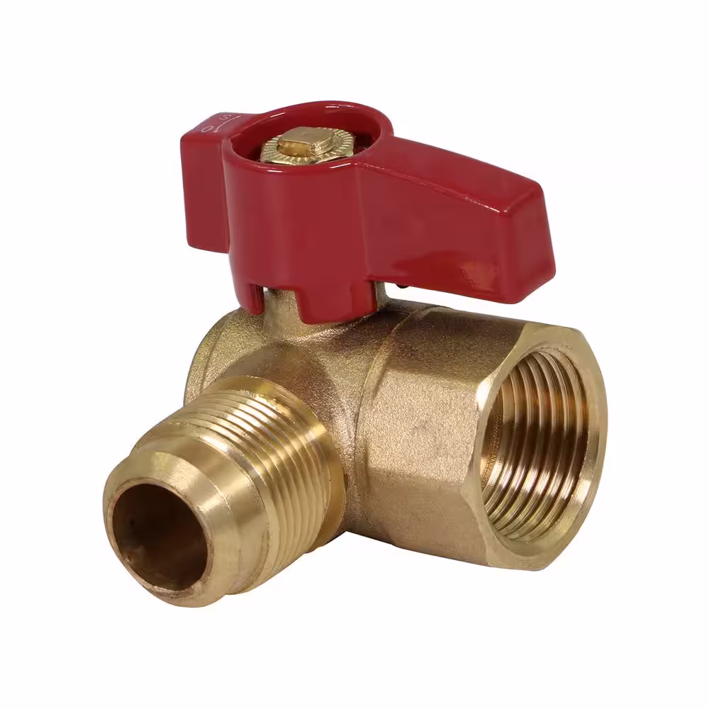 The Plumber's Choice 3/8 in. Flare x 1/2 in. FIP Brass Angle Gas Ball Valve (Pack of 5)