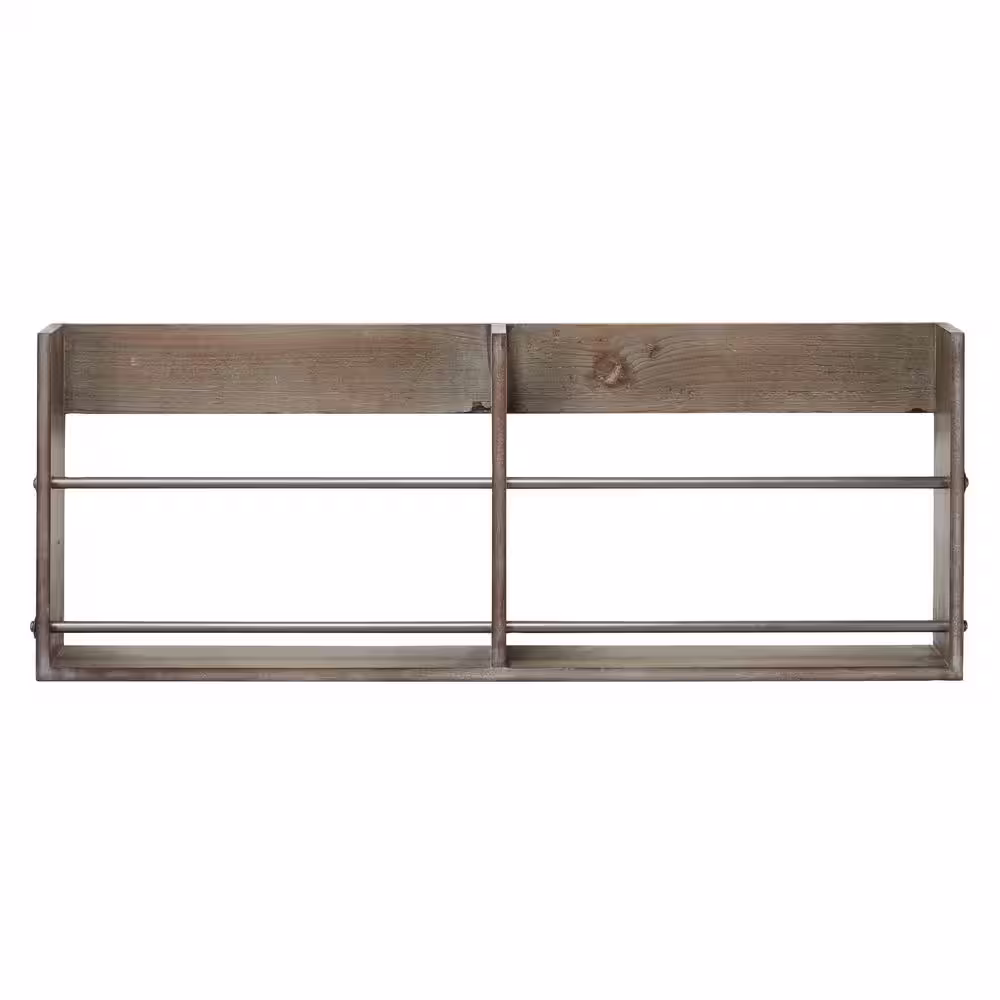 Litton Lane 23 in. x 32 in. Black Metal Industrial Wall Shelf