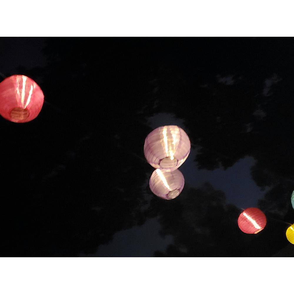 None Team XL Outdoor 32 ft. (384 in.) Solar Lantern LED String Light with 10-Light Nylon Purple and Yellow Lanterns