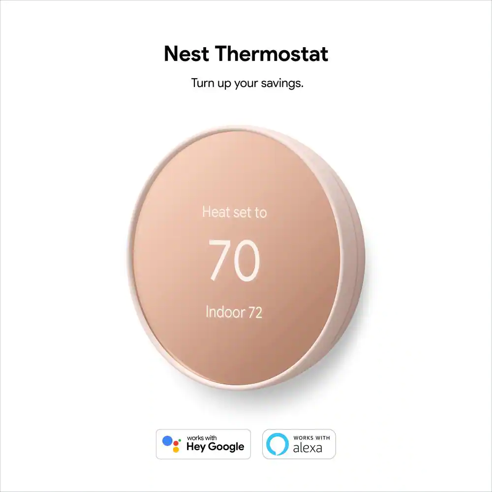 Google Nest Thermostat - Smart Programmable Wi-Fi Thermostat - Sand