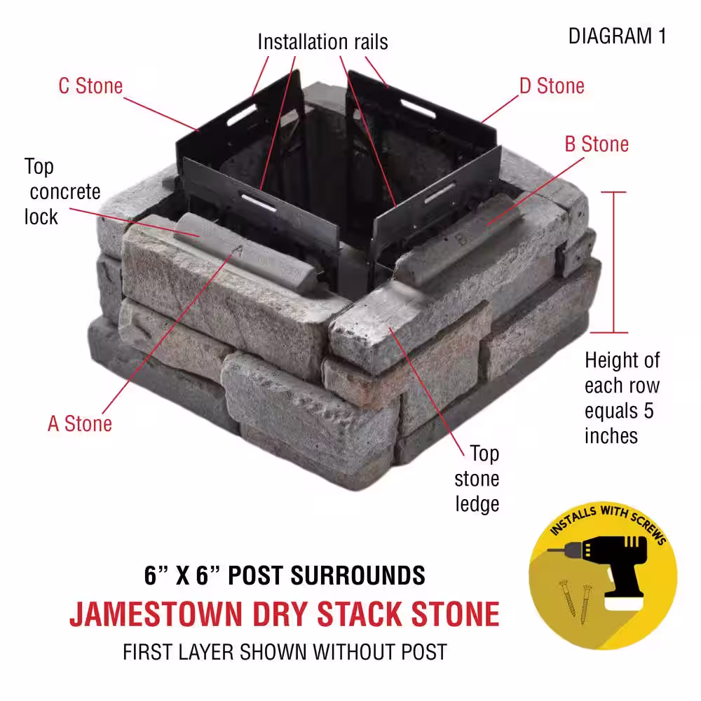 M-Rock P-Series 6 x 6 Grayson Ledge Post Surround Concrete Stone Veneer