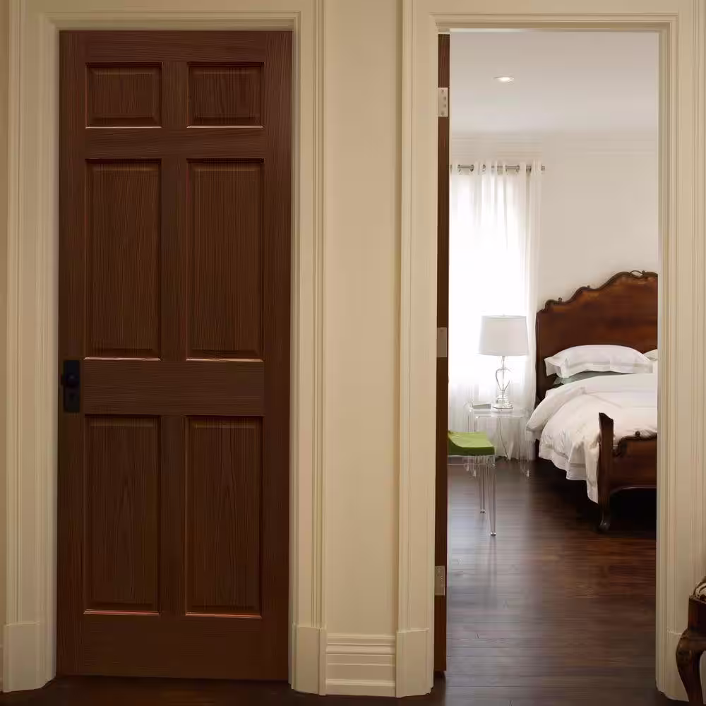 EVERMARK Expressions 36 in. x 80 in. Unfinished 6-Panel Engineered Solid Core Red Oak Interior Door Slab