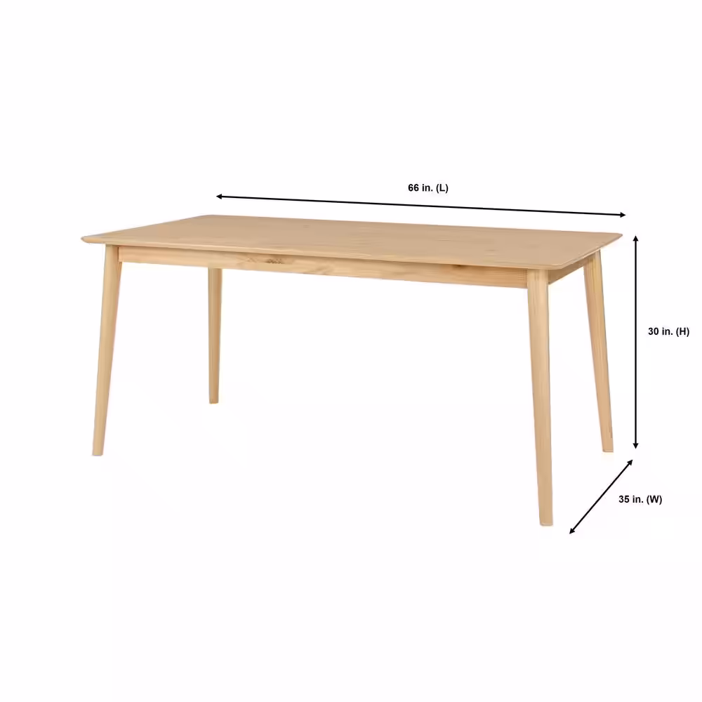 StyleWell Natural Wood Finish Rectangular Dining Table for 6 (66 in. L x 30 in. H)