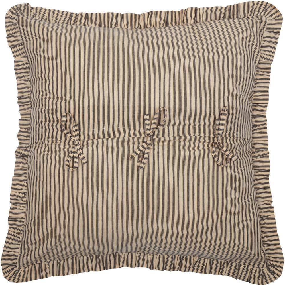 VHC BRANDS Sawyer Mill Charcoal Ticking Stripe Cotton Euro Sham