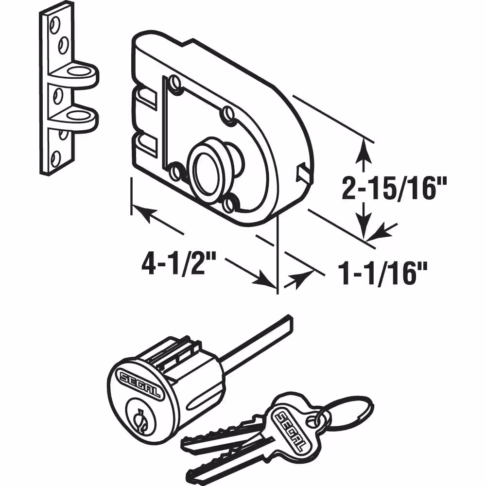 Prime-Line Bronze Deadlock, 687A, Double Cylinder, Flat Strike, Brass, Deadbolt