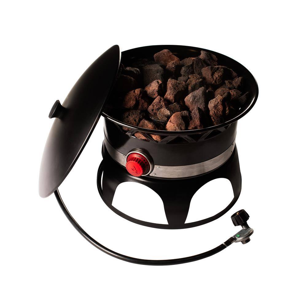 Camp Chef Redwood 18 in. Outdoor Liquid Propane Fire Pit with Lava Rocks and Lid