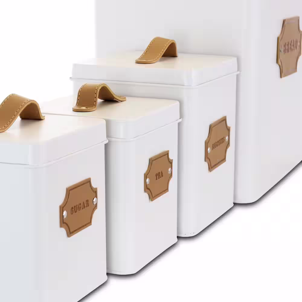 MegaChef 5-Piece Metal Cannister Set with Metal Tops