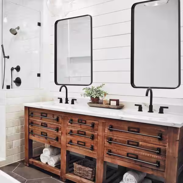 Miscool July 24 in. x 36 in. Modern Rectangle Aluminum Alloy Framed Black Decorative Mirror
