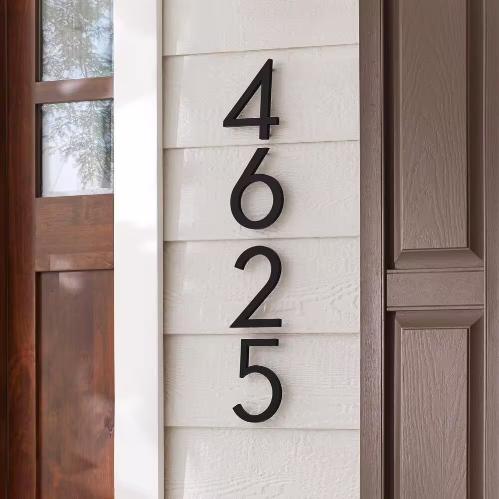 Everbilt 10 in. Matte Black Aluminum Floating or Flat Modern House Number 2