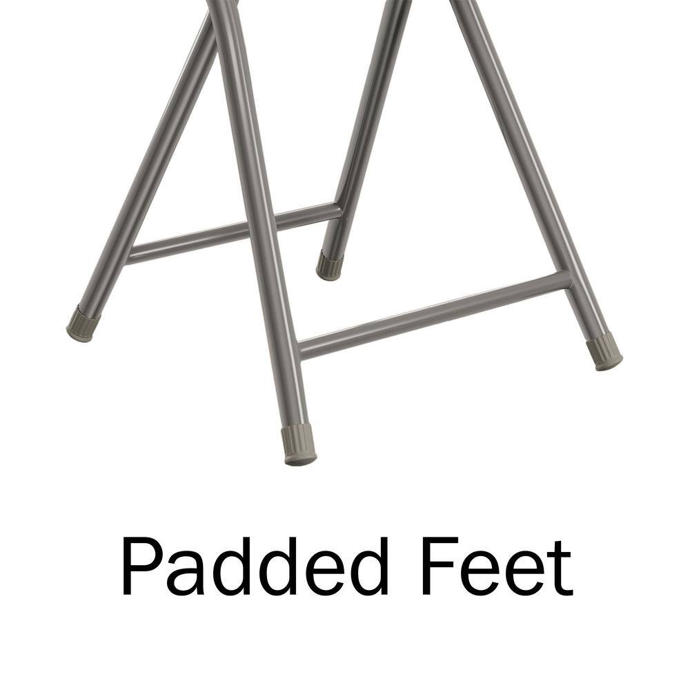 Trademark Home Gray Steel Padded Seats Folding Bar Stools 18 in. Set of 4