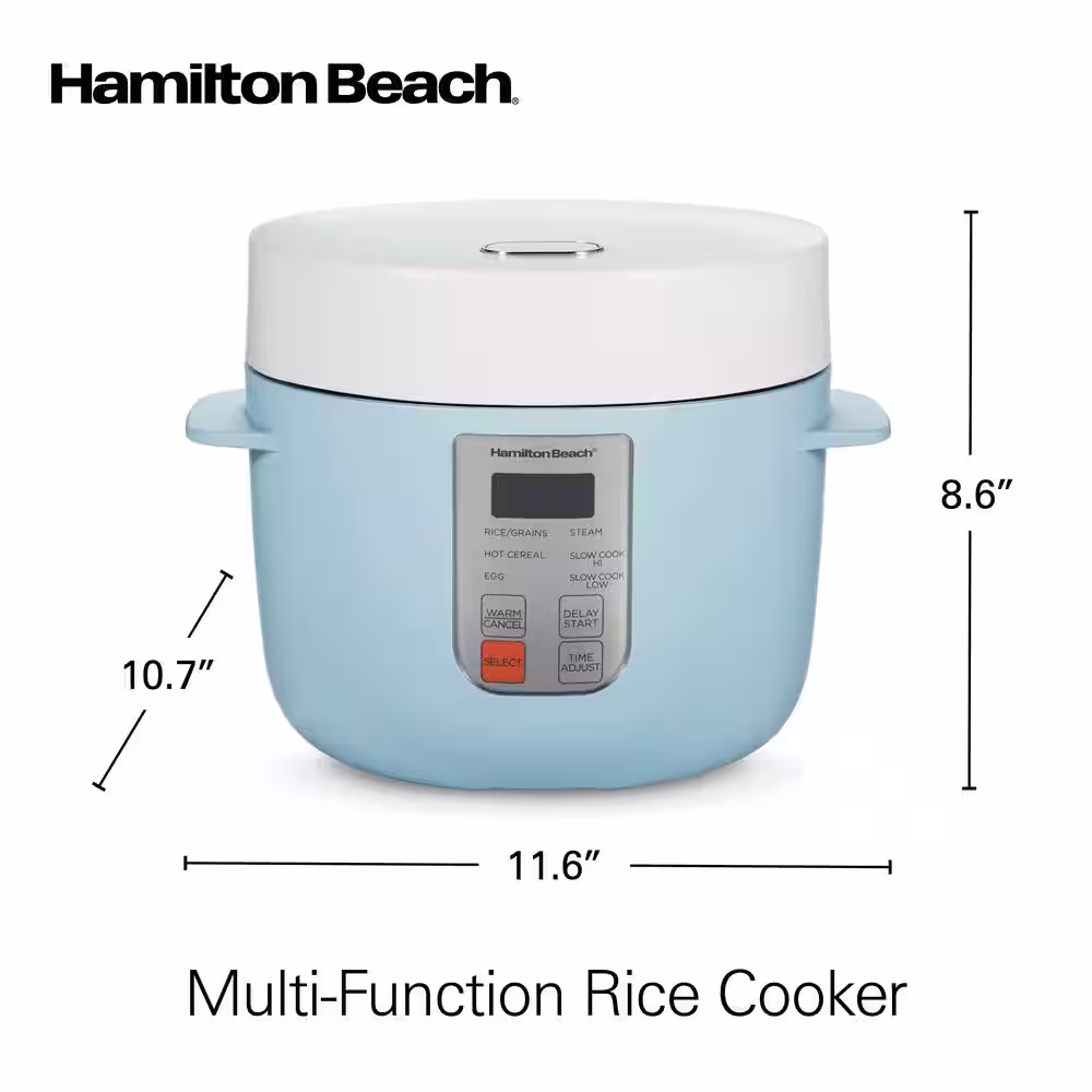 Hamilton Beach 12-Cup Blue Rice Cooker with Multi-Function Settings