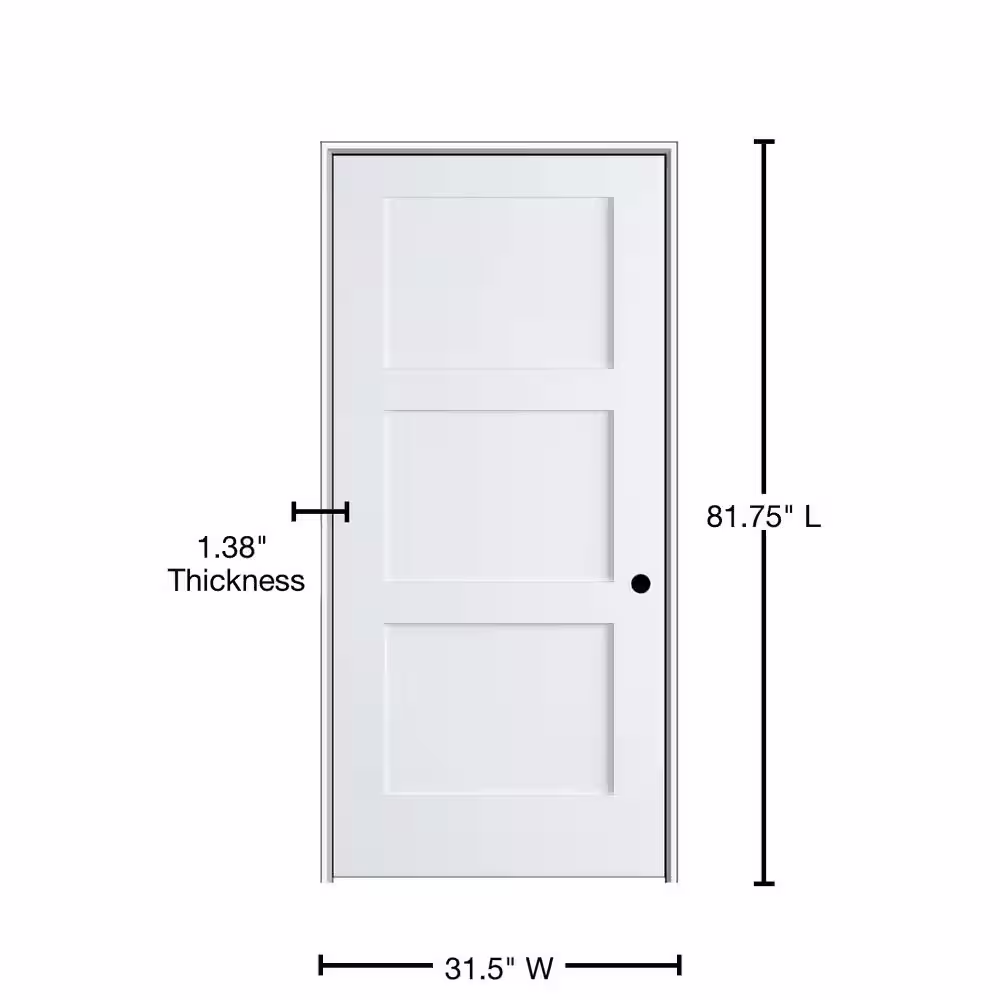 MMI Door Shaker Flat Panel 30 in. x 80 in. Left Hand Solid Core Primed HDF Single Pre-Hung Interior Door with 4-9/16 in. Jamb