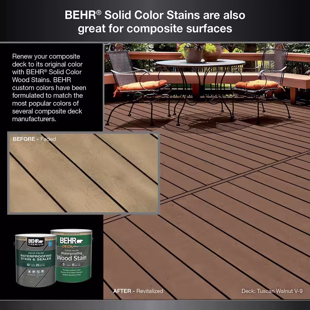 BEHR DECKplus 1 Gal. #SC-117 Russet Solid Color Waterproofing Exterior Wood Stain