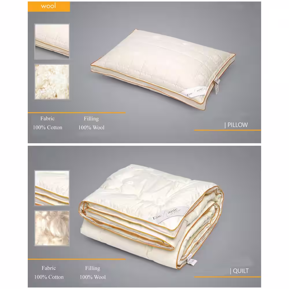 None Luxury Natural Medium Wool King Pillow