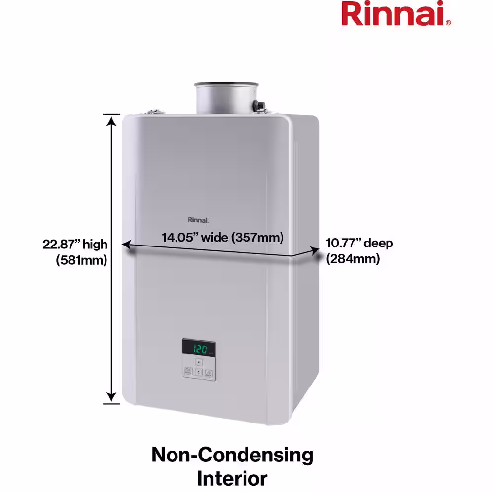 Rinnai High Efficiency Non-Condensing Smart-Circ 6.6 GPM Residential 160,000 BTU Interior Natural Gas Tankless Water Heater
