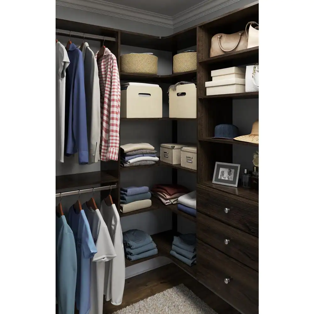 Closet Evolution 30 in. D x 30 in. W Espresso Wood Corner Shelf (3-Pack)