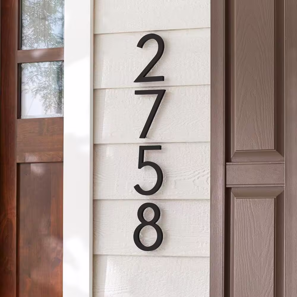 Everbilt 10 in. Matte Black Aluminum Floating or Flat Modern House Number 8