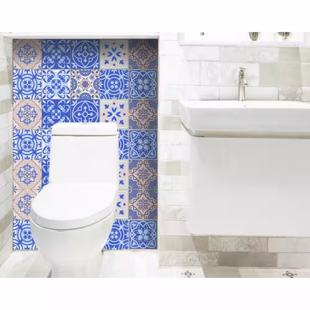 HomeRoots Amelia Blue 6 in. x 6 in. Vinyl Peel and Stick Tile (6 sq. ft./Pack)