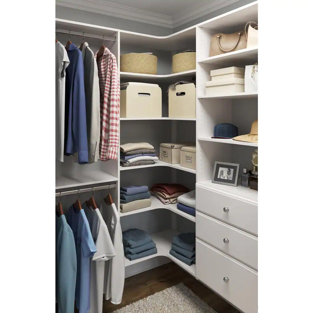 Closet Evolution 30 in. D x 30 in. W Classic White Wood Corner Shelf (3-Pack)