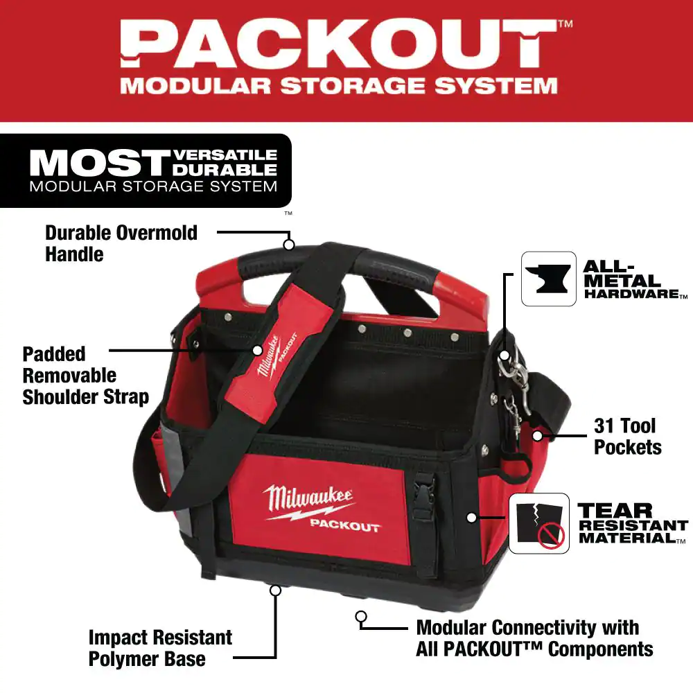 Milwaukee PACKOUT Rolling Tool Box with Tote and Organizers