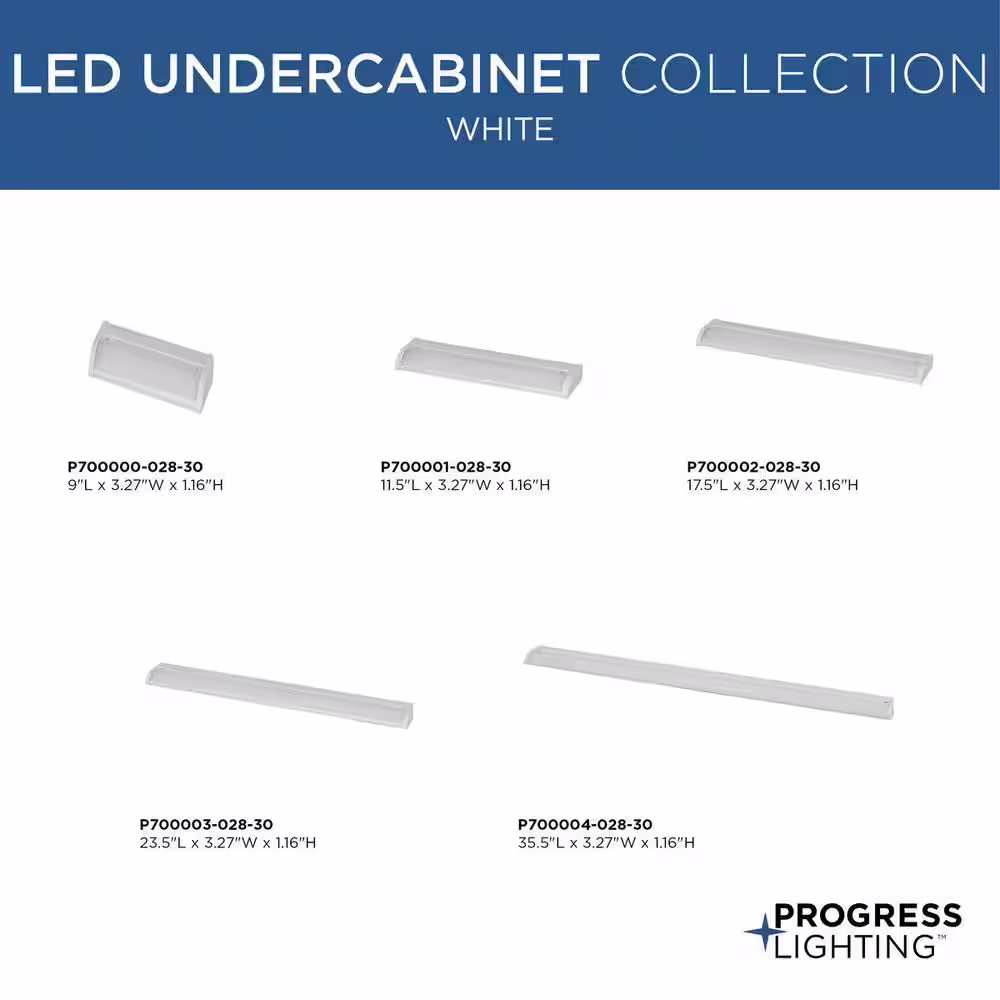 Progress Lighting 9 in. LED White Modern Linear Undercabinet Light Fixture for Counters