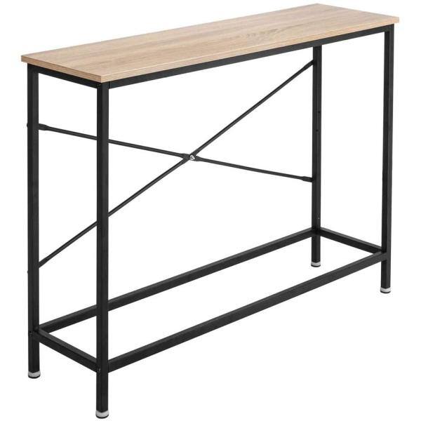 None 41.34 in. Standard Rectangle Oak Wood Console Table with Shelves