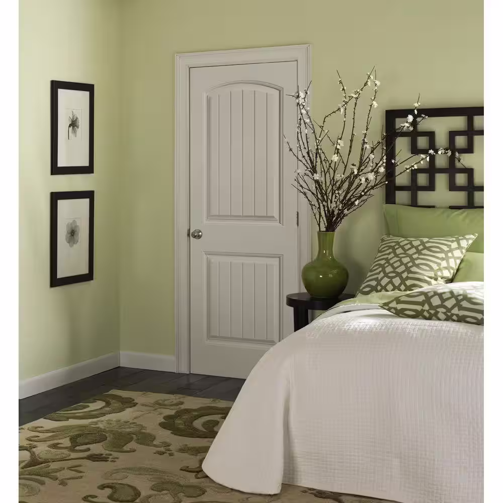 Masonite 32 in. x 80 in. 2 Panel Cheyenne Smooth Camber Top Plank Solid Core Primed Composite Interior Door Slab