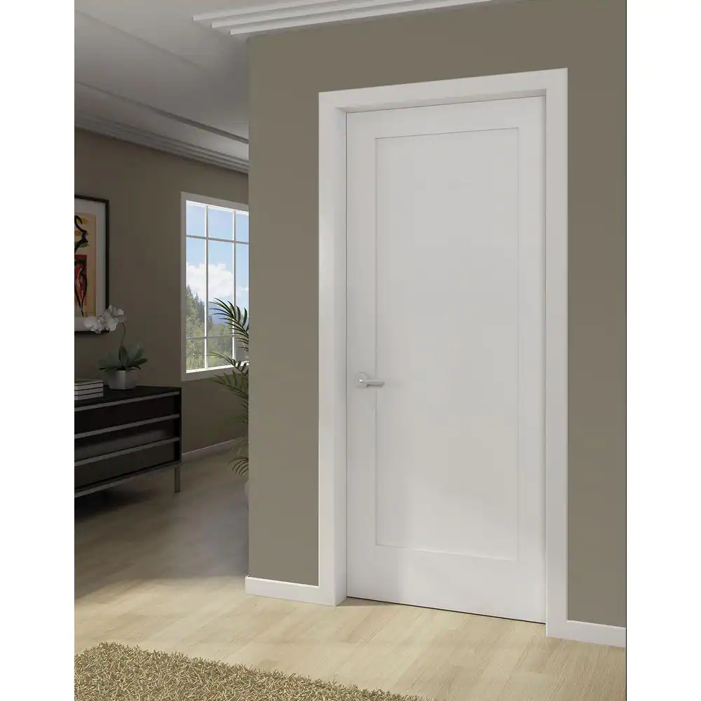 Kimberly Bay 28 in. x 80 in. White 1-Panel Shaker Solid Core Wood Interior Door Slab
