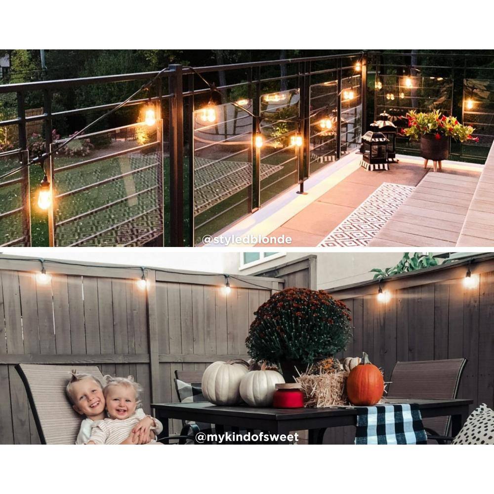 Enbrighten 12-Bulb 24 ft. Indoor/Outdoor Plug-In Integrated Color Changing LED String Lights with Remote, Stainless Steel Shades