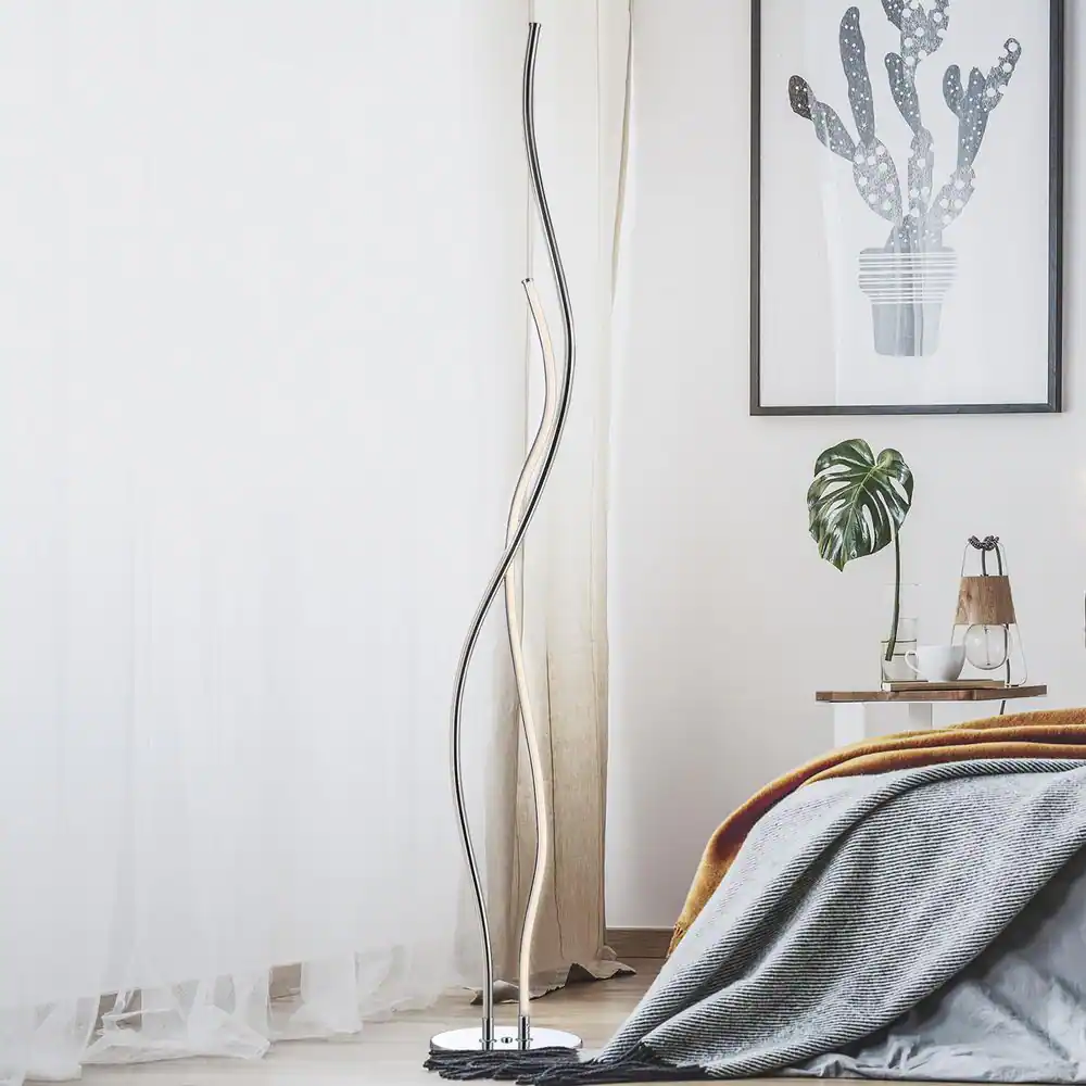 JONATHAN Y Cairo 63.75 in. Chrome Integrated LED Floor Lamp