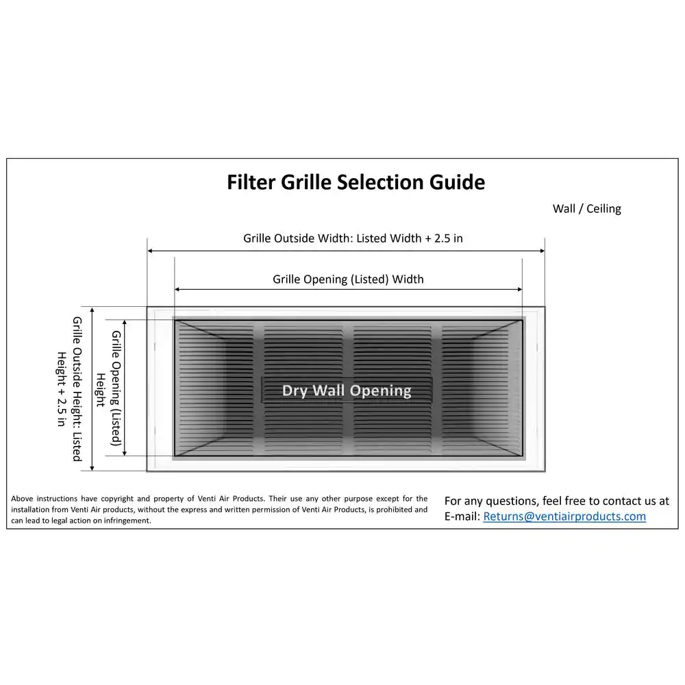 Venti Air 12 in. x 12 in. Square Return Air Filter Grille of Steel in White
