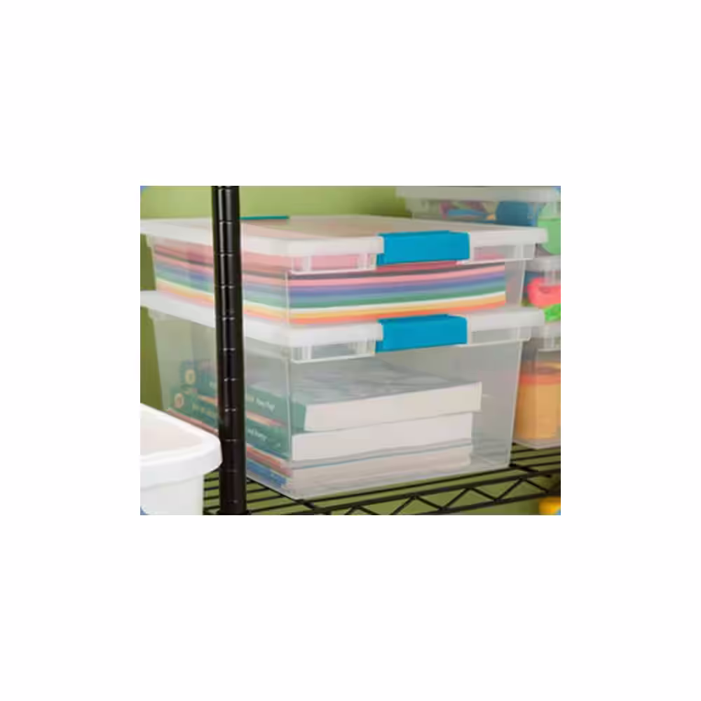 Sterilite 64-Qt. Plastic Latching Storage Tote Box in Clear, 6 Pack and Plastic Deep Clip Box in Clear, 4 Pack