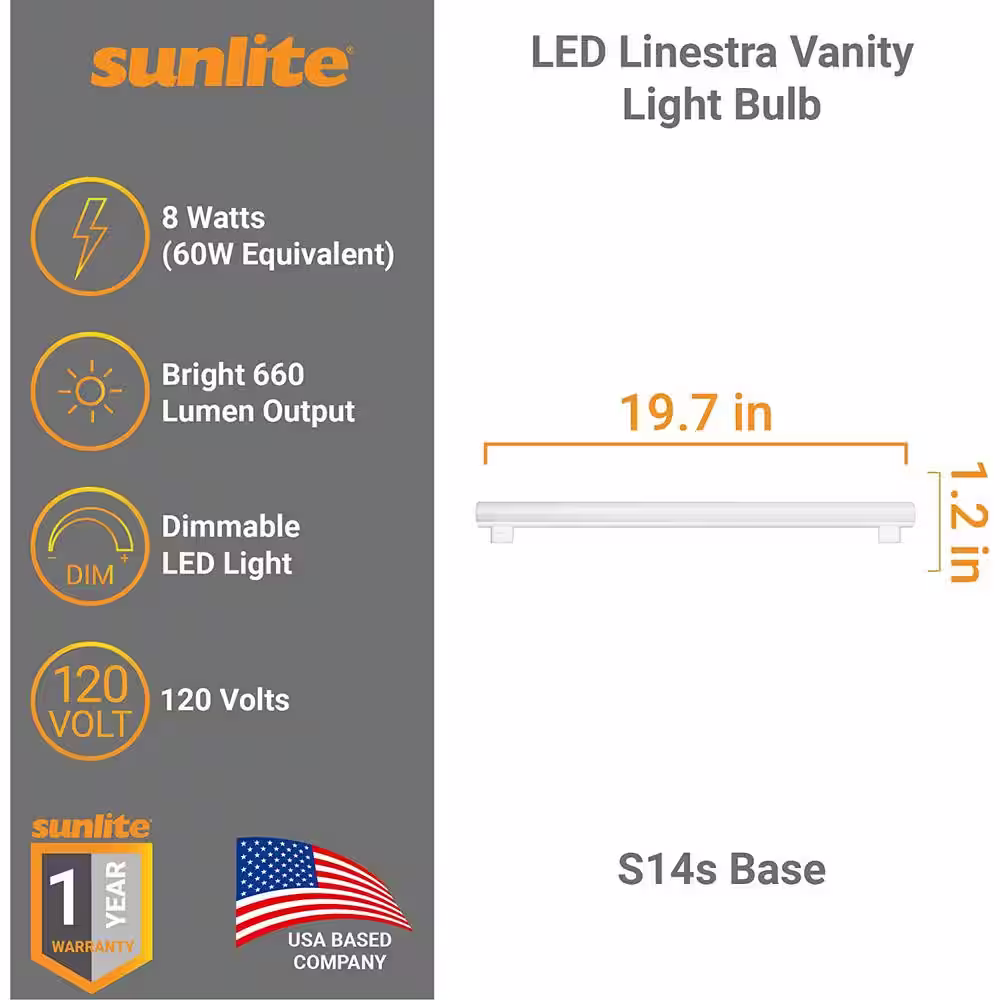 None 60-Watt Equivalent 19.5 in. T8 Tube S14 Base LED Light Bulb, Warm White 2700K, (1-Pack)
