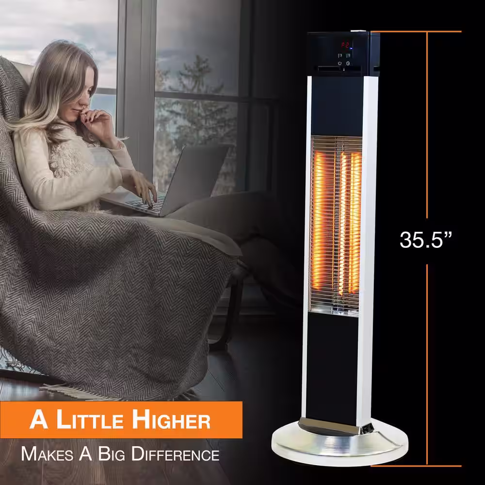 EdenBranch 1500-Watt Freestanding Carbon Fiber Patio Heater with Remote