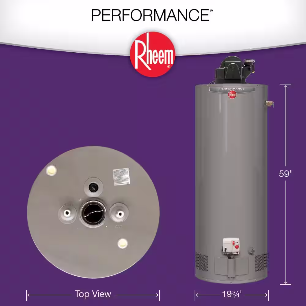 Rheem Performance 40 Gal. Tall 6 Year 40,000 BTU Natural Gas Power Vent Tank Water Heater