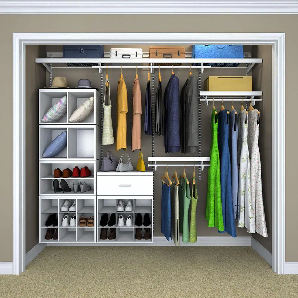 ClosetMaid 19.8 in. H x 23.6 in. W x 14.1 in. D White Wood Look 9-Cube Organizer
