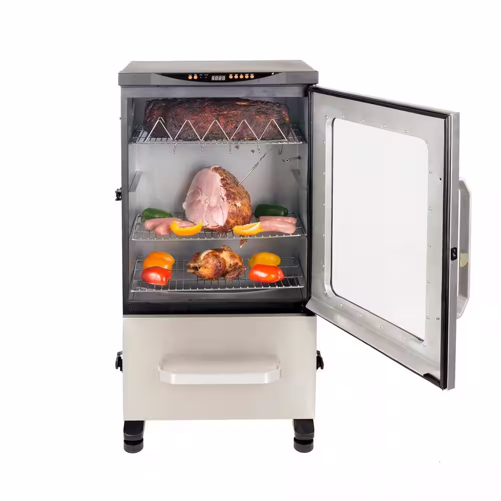 Dyna-Glo 40 in. Two Door Digital Electric Smoker in Stainless Steel with Premium Vertical Smoker Cover