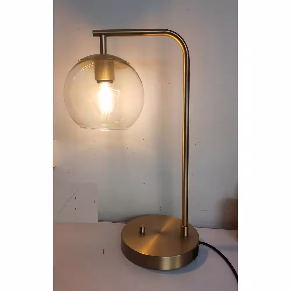 Hampton Bay TTL Frazier 21.5 in Antique Brass Table Lamp with USB Port